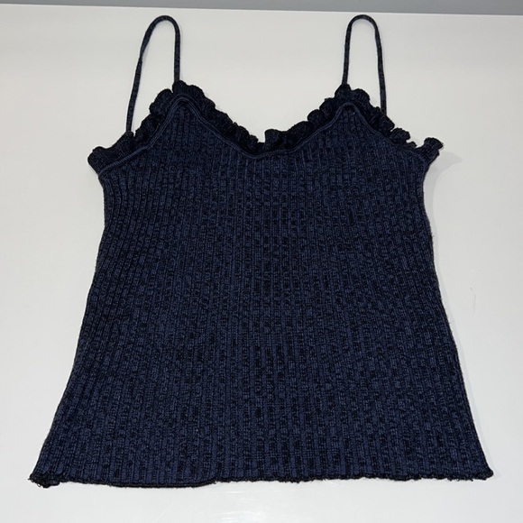 Free People Navy Blue Ruffled Trim V-neckline Cami size XS - Picture 3 of 11